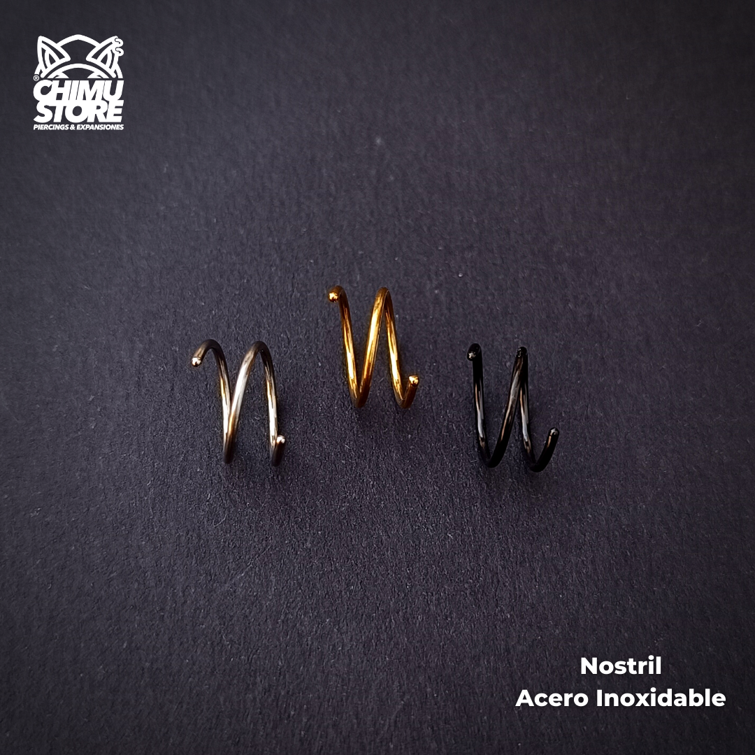 NEW Nostril Acero Inoxidable - Doble Argolla 8mm (0,8mm;8mm) (20G)