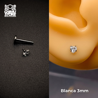 NEW Labret (HC) Titanio G23 - Prong Set Corazón Zirconia (1,2mm;8mm) (16G)