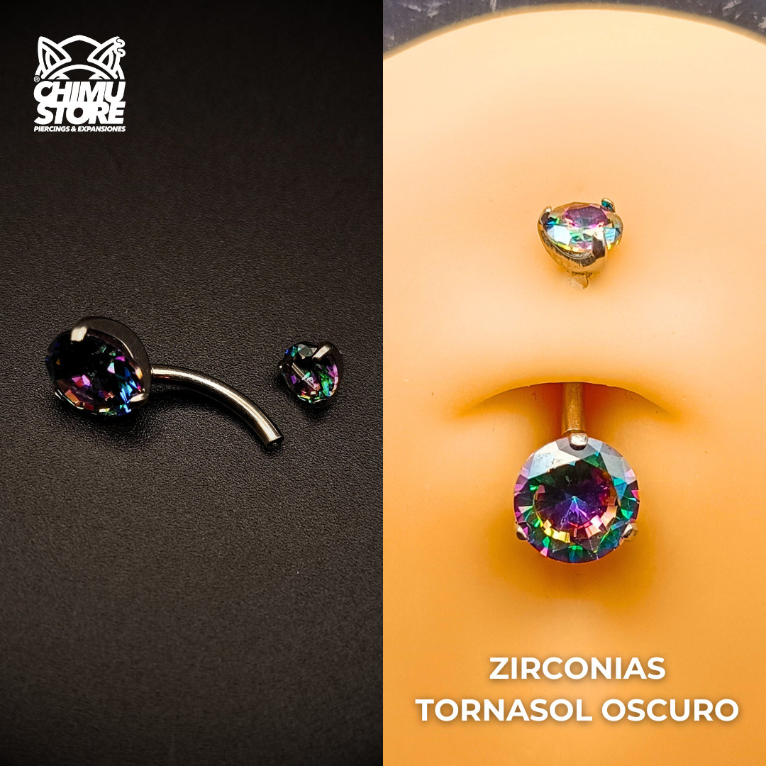 NEW Navel (HC) Titanio ASTM F-136 - Prong Set Zirconia Circular (1,6mm;10mm) (14G)