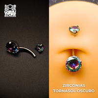 NEW Navel (HC) Titanio ASTM F-136 - Prong Set Zirconia Circular (1,6mm;10mm) (14G)