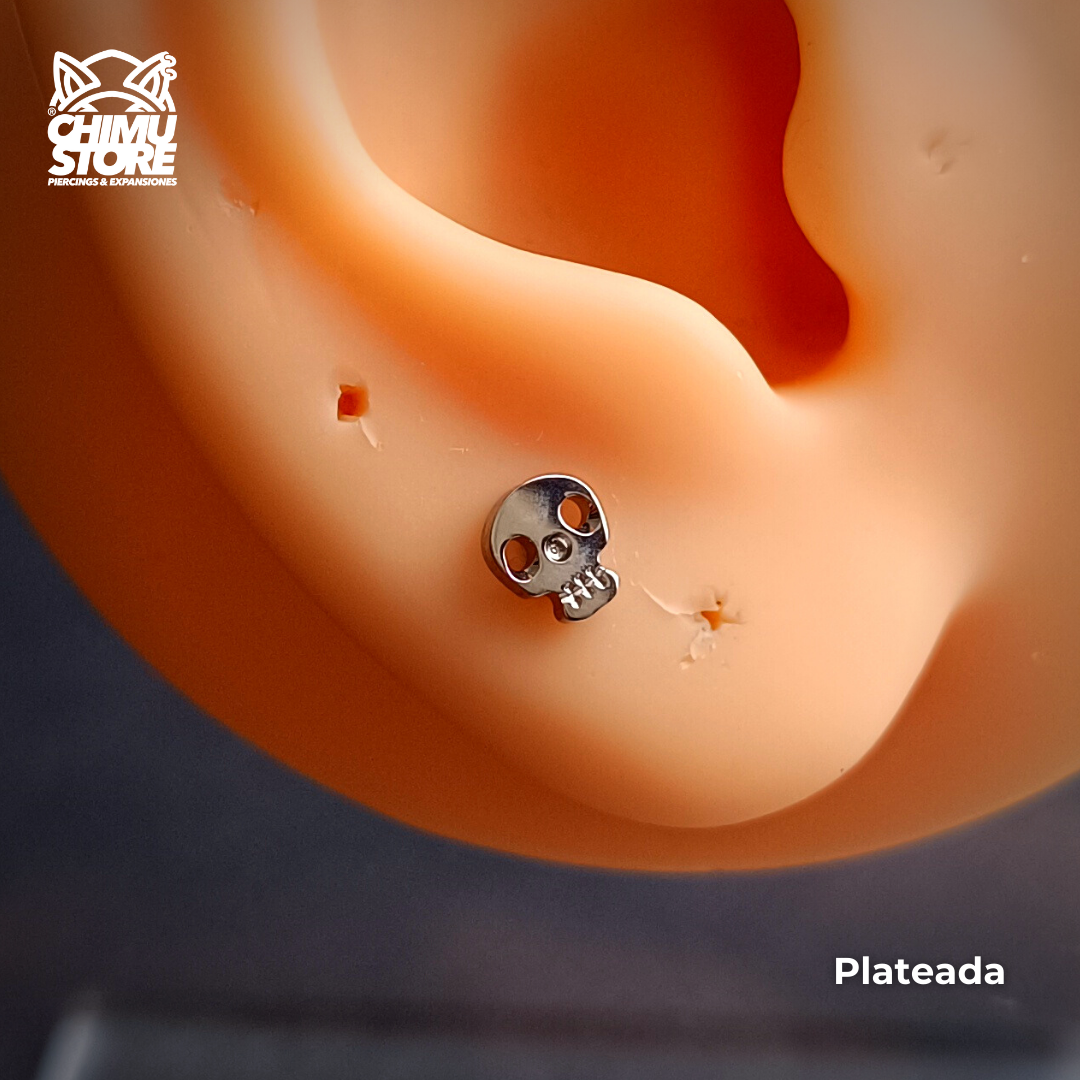 NEW Labret Rosca Interna Titanio ASTM F-136 - Calavera (1,2mm;6mm) (16G)