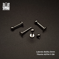 Labret Rosca Interna Titanio ASTM F-136 - Bolita de 3mm Plateados (1,2mm) (16G)