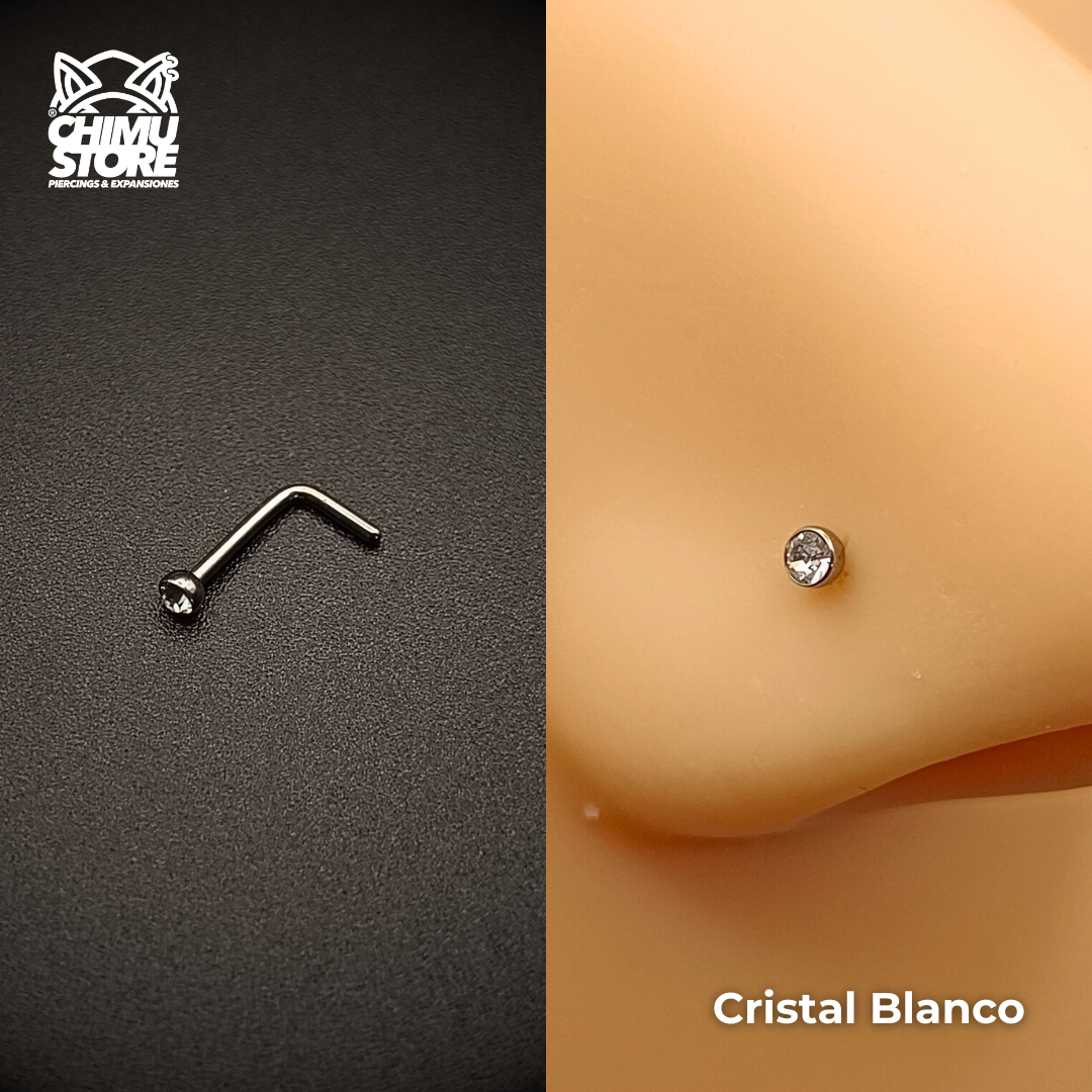 NEW Nostril Forma de L Titanio G23 - 5 Diseños (0,8mm;6+4mm) (20G)