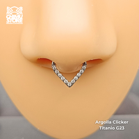 NEW Argolla Clicker Titanio G23 - En Punta Zirconias Frontales (1,2mm) (16G)
