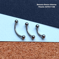 REP Banana Rosca Interna Titanio ASTM F-136 - Plateada Bolitas 3mm (1,2mm) (16G)