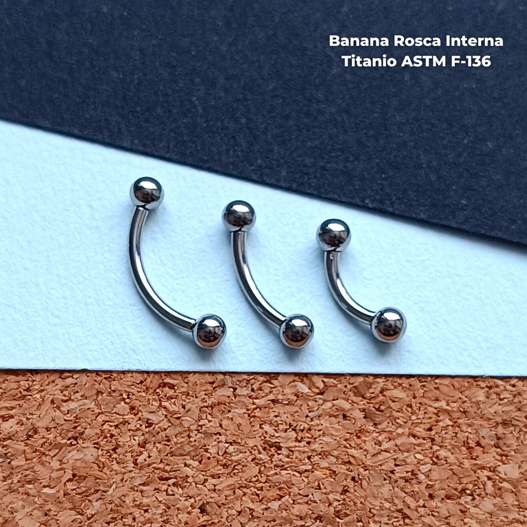 REP Banana Rosca Interna Titanio ASTM F-136 - Plateada Bolitas 3mm (1,2mm) (16G)