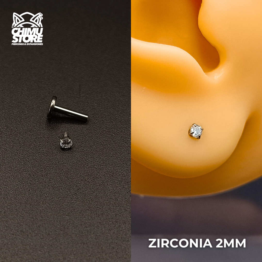 NEW Labret (HC) Titanio G23 - Prong Set Zirconia Blanca M002 (1,2mm) (16G)