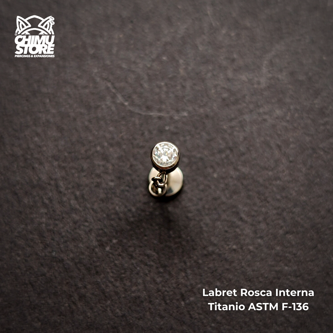 NEW Labret Rosca Interna Titanio ASTM F-136 - Zirconia Cadena Pendulo (1,2mm;8mm) (16G)