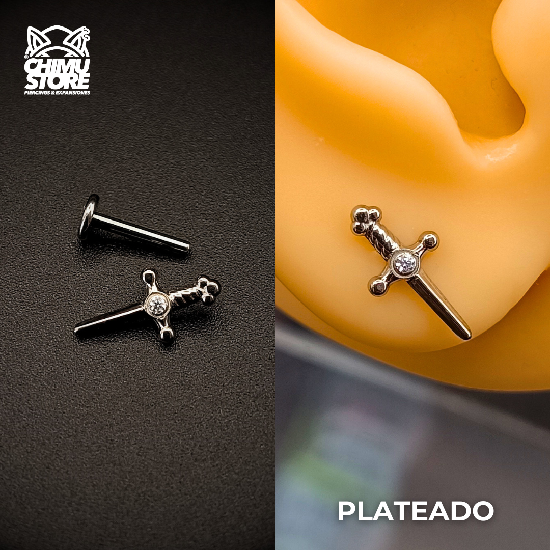 NEW Labret (HC) Titanio ASTM F-136 - Daga con Zirconia (1,2mm;8mm) (16G)