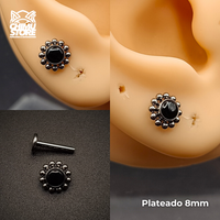 NEW Labret Titanio ASTM F-136 - Agata Bordeado de Cuentas (1,2mm) (16G)