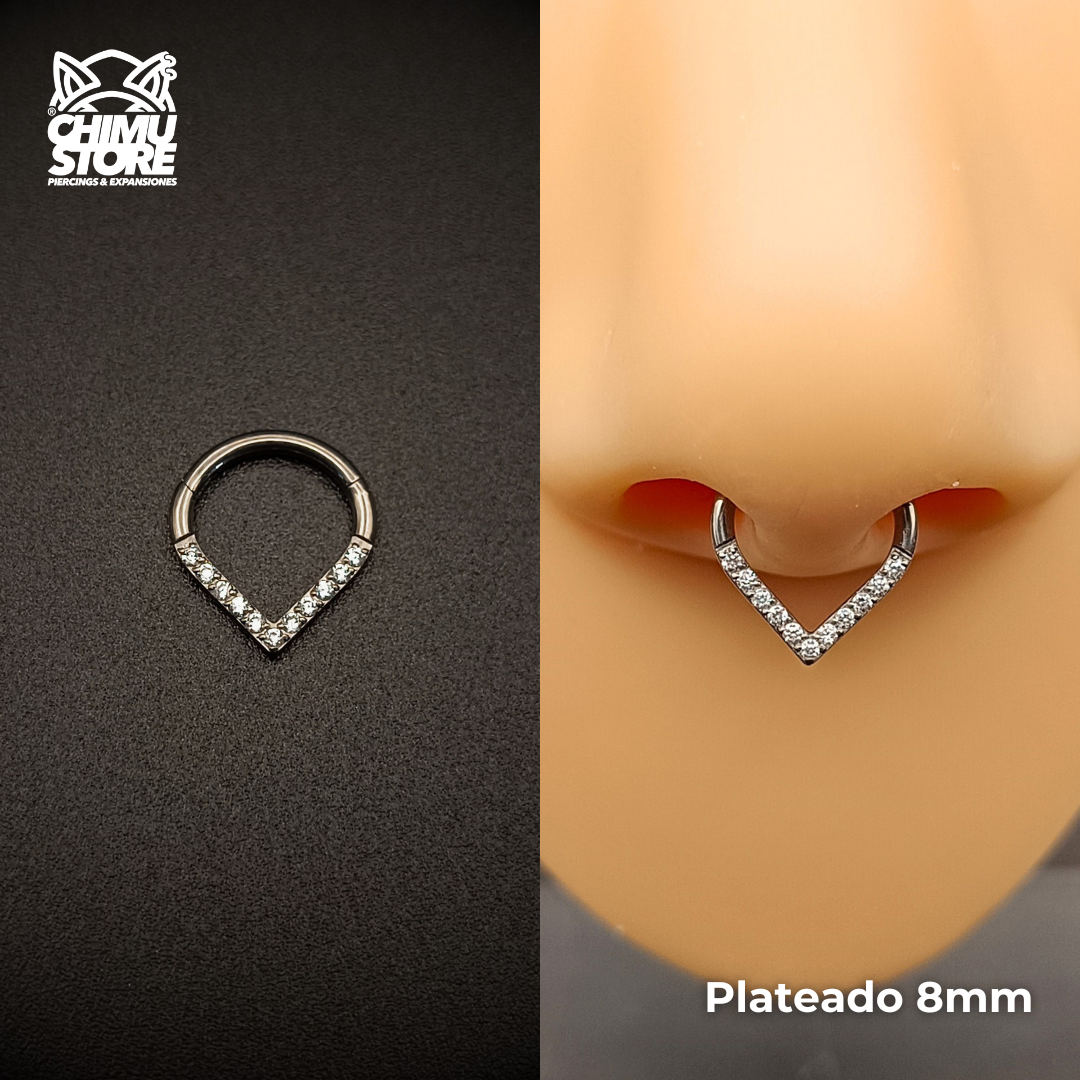 NEW Argolla Clicker Titanio G23 - En Punta Zirconias Frontales (1,2mm) (16G)