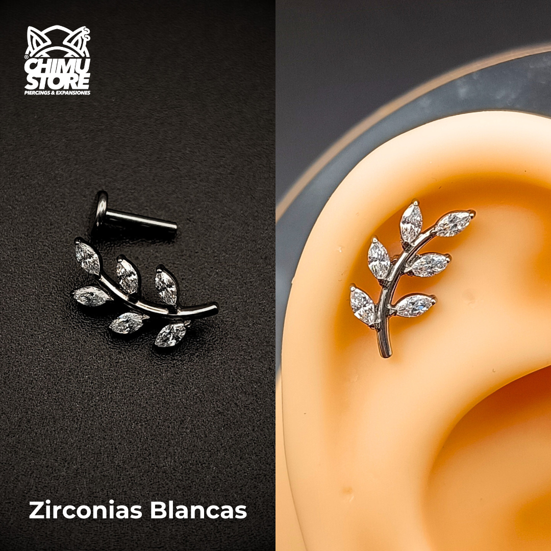 NEW Labret (HC) Titanio G23 - Rama 6 Hojas Zirconias 001 (1,2mm;6mm) (16G)