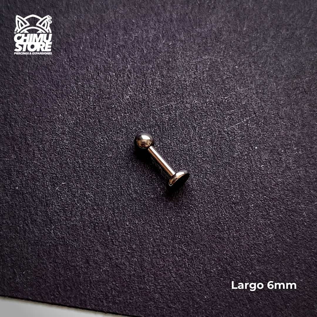 Labret Plateado Titanio G23 - Bolitas 3mm (1,2mm) (16G)