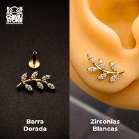 Labret (HC) Titanio ASTM F-136 - Rama con 6 Hojas Zirconias (1,2mm;6mm) (16G)