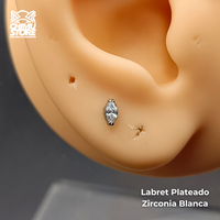 Labret Titanio ASTM F-136 - Zirconia Forma Diamante (1,2mm;8mm) (16G)