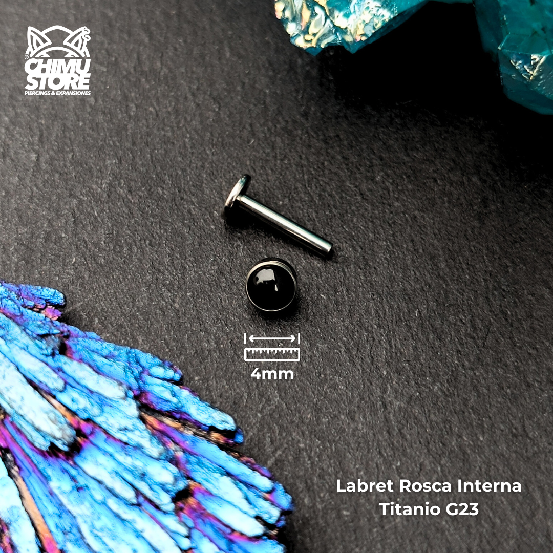 NEW Labret Titanio G23 - Piedra Onix Negra 4mm (16G y 14G)