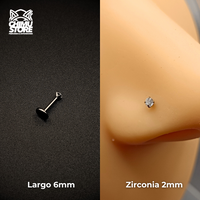 NEW Nostril Labret (Push Pin) Titanio G23 - Prong Set Zirconia (0,8mm) (20G)