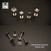 NEW Labret (HC) Titanio G23 - Prong Set Zirconia Cuadrada (1,2mm;8mm) (16G)