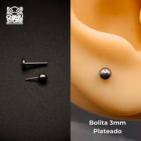 Labret (Push Pin) Titanio G23 - Bolitas 3mm y 4mm (1,2mm) (16G)