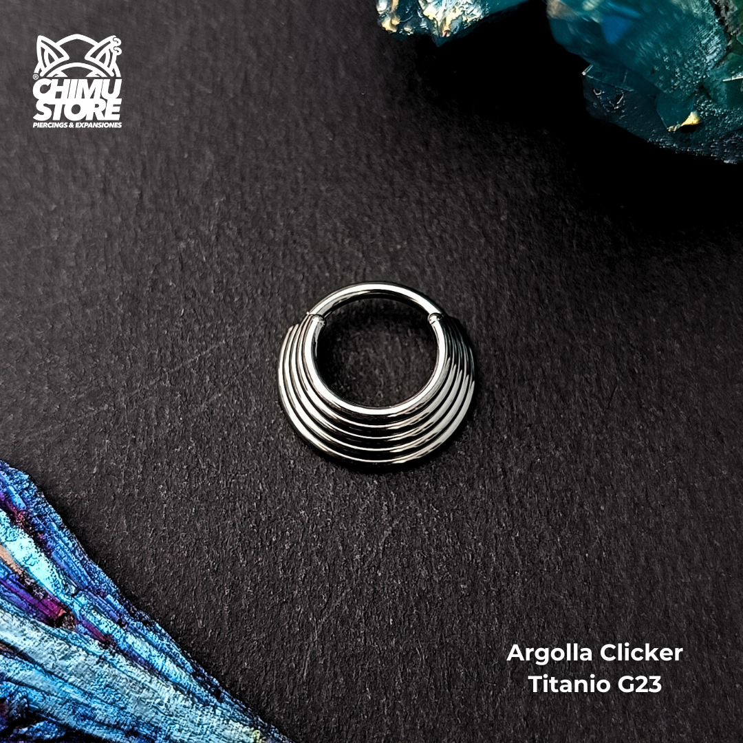 NEW Argolla Clicker Titanio G23 - Cinco Argollas en Gradiente de 10mm (1,2mm) (16G)
