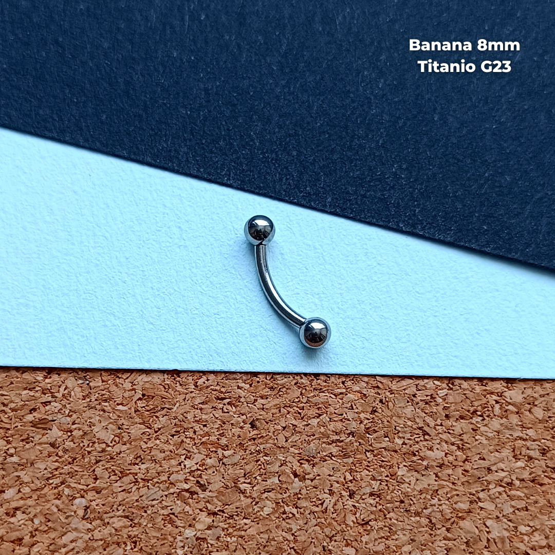 NEW Banana Rosca Interna Titanio G23 - Bolitas 3mm Plateado (1,2mm) (16G)