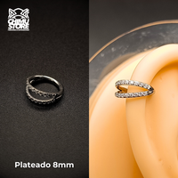 NEW Argolla Clicker Titanio G23 - Doble Anillo Zirconias Laterales (1,2mm) (16G)