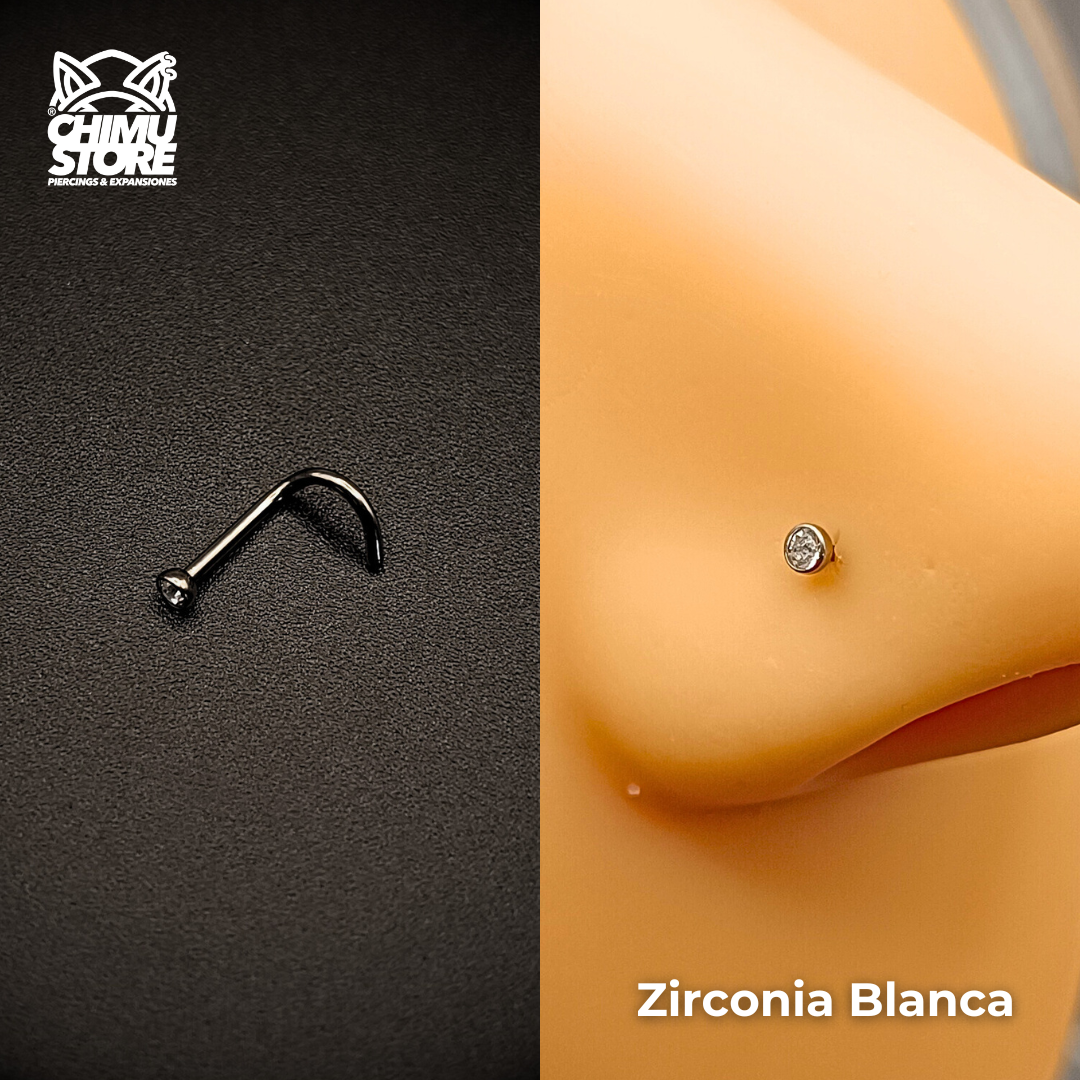 NEW Nostril Screw Titanio G23 - Bezel Set Cristales (0,8mm) (20G)