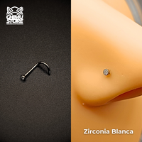 NEW Nostril Screw Titanio G23 - Bezel Set Cristales (0,8mm) (20G)