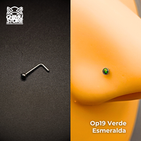 NEW Nostril (Forma L) Titanio G23 - Piedra Opalita (0,8mm) (20G)