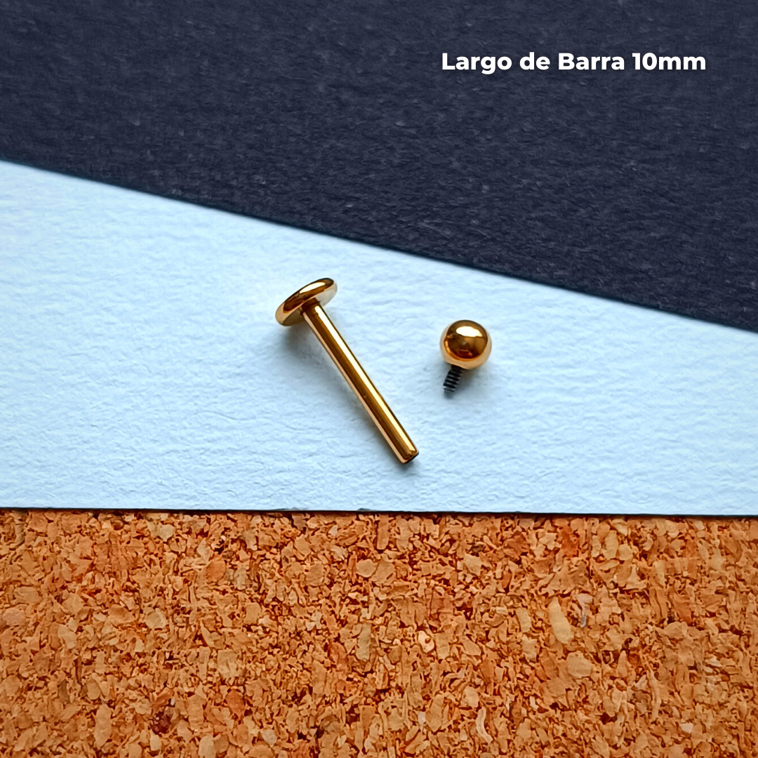 NEW Labret Rosca Interna Titanio ASTM F-136 - Bolita 3mm Dorados (1,2mm) (16G)
