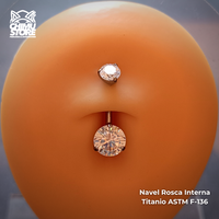 Navel Rosca Interna Titanio ASTM F-136 - Prong Zirconia Cubica (1,6mm;10mm) (14G)
