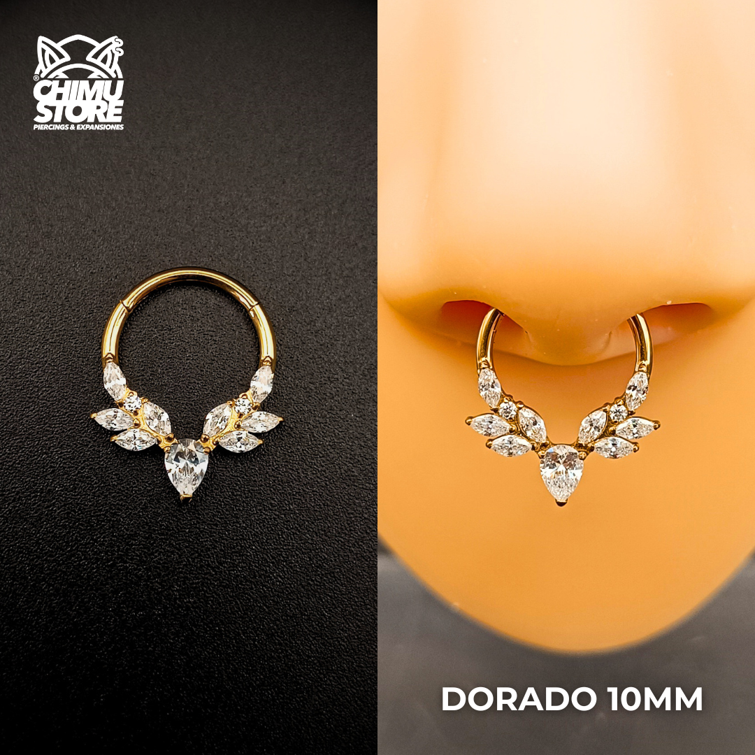 NEW Argolla Clicker Titanio ASTM F-136 - Royal Marquise Zirconias (1,2mm) (16G)