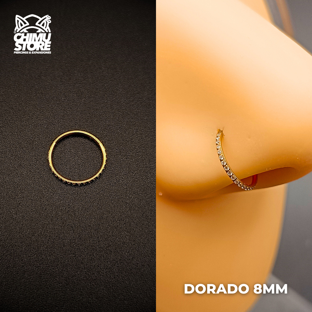 NEW Nostril Argolla Clicker Titanio G23 - Zirconias Laterales (0,8mm 20G y 1mm 18G)