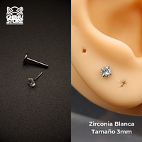 NEW Labret Push Pin Titanio G23 - Prong Set Zirconia Redonda (1,2mm) (16G)