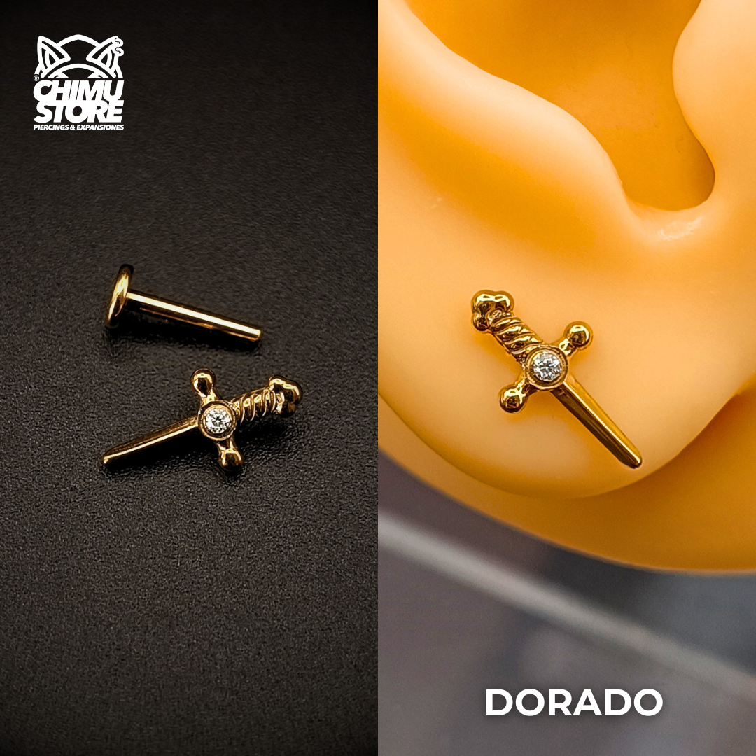 NEW Labret (HC) Titanio ASTM F-136 - Daga con Zirconia (1,2mm;8mm) (16G)