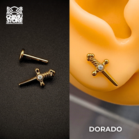 NEW Labret (HC) Titanio ASTM F-136 - Daga con Zirconia (1,2mm;8mm) (16G)