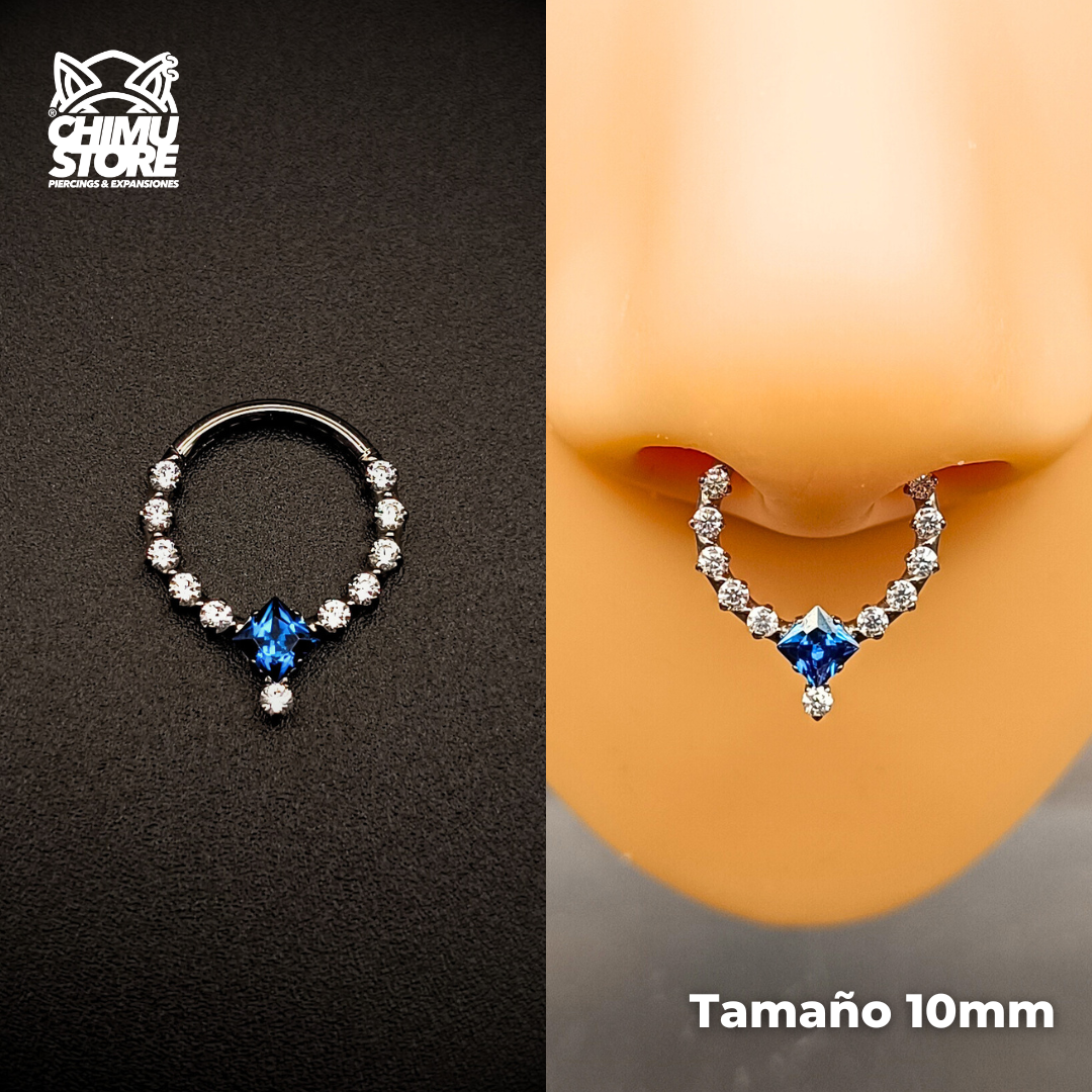 NEW Argolla Clicker Titanio ASTM F-136 - Crown Spark Azul (1,2mm) (16G)