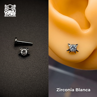 NEW Labret (HC) Titanio G23 - Cabeza de Gato Zirconia 002 (1,2mm;8mm) (16G)