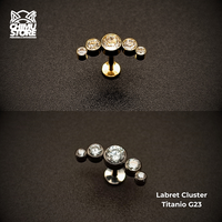 NEW Labret (HC) Titanio G23 - Cluster 5 Zirconias (1,2mm;8mm) (16G)