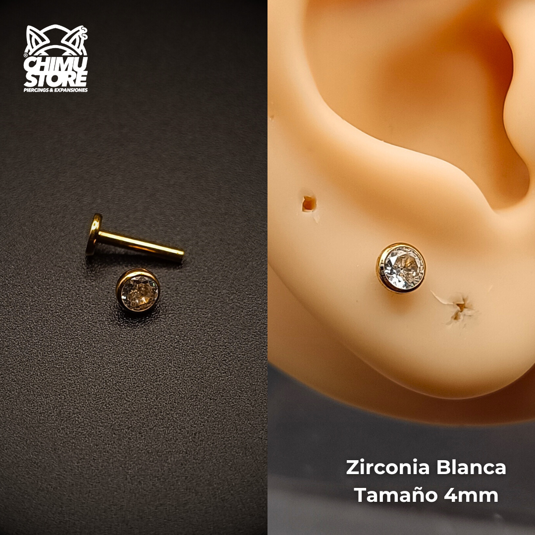 NEW Labret Titanio G23 - Bezel Set Zirconia (1,2mm;8mm) (16G)