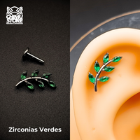 NEW Labret (HC) Titanio G23 - Rama 6 Hojas Zirconias 001 (1,2mm;6mm) (16G)