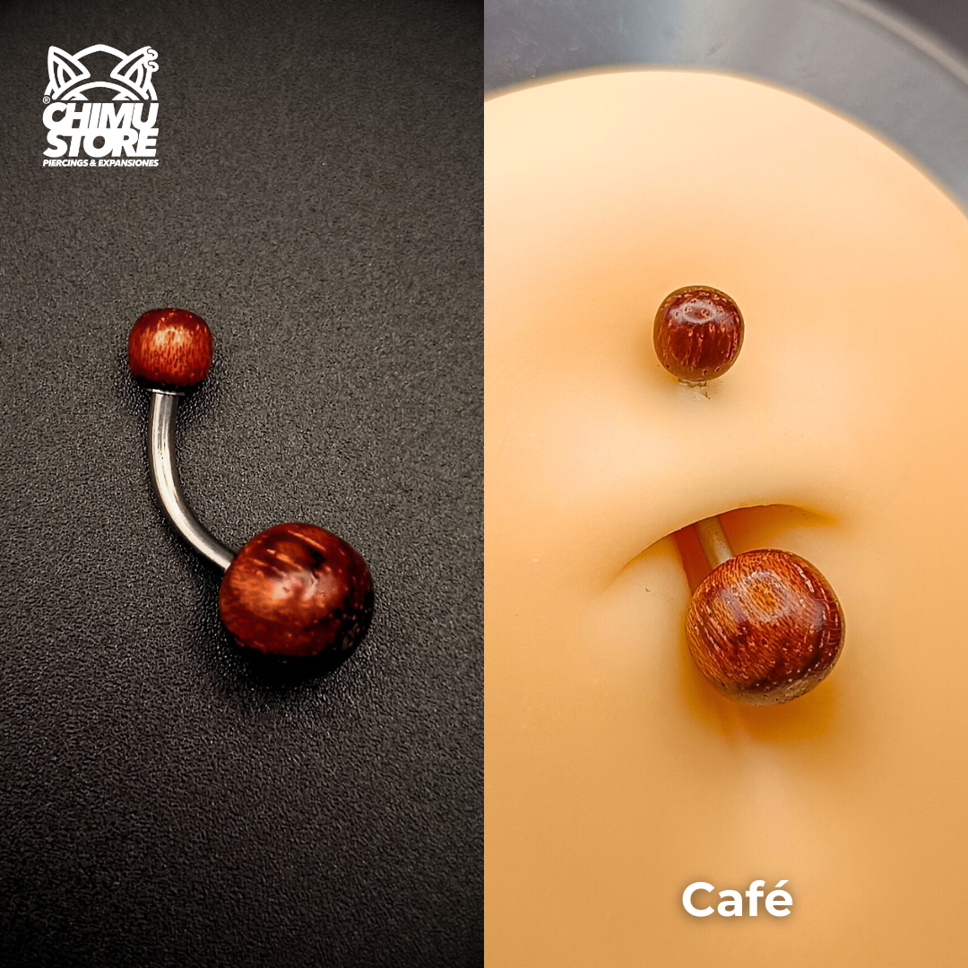 Navel de Ombligo Acero Inoxidable - Madera (1,6mm;10;5mm) (14G)