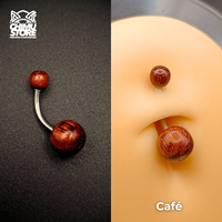 Navel de Ombligo Acero Inoxidable - Madera (1,6mm;10;5mm) (14G)
