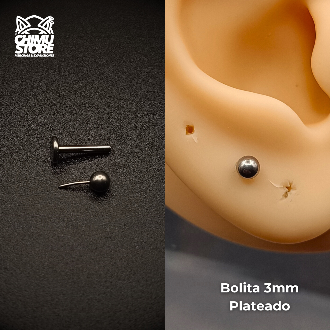 NEW Labret Push Pin Titanio G23 - Bolitas 3mm y 4mm (1,2mm) (16G)