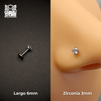 NEW Nostril Labret (Push Pin) Titanio G23 - Prong Set Zirconia (0,8mm) (20G)