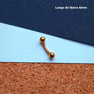 NEW Banana Rosca Interna Titanio ASTM F-136 - Dorado Bolitas 3mm (1,2mm) (16G)