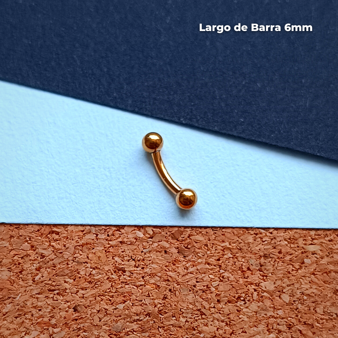 NEW Banana Rosca Interna Titanio ASTM F-136 - Dorado Bolitas 3mm (1,2mm) (16G)