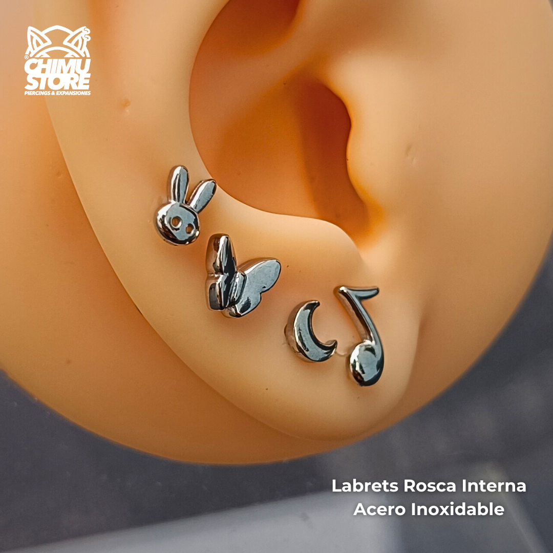 Labret Rosca Interna Acero Inoxidable - Figuras y Animales (1,2mm;8mm) (16G)