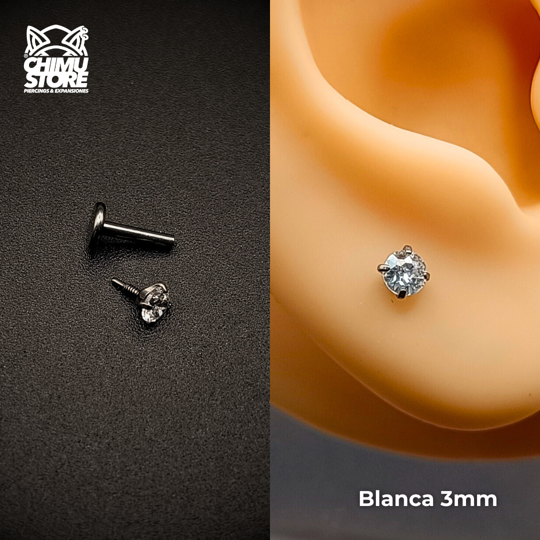 NEW Labret (HL) Titanio G23 - Prong Set Zirconia M001 (1,2mm) (16G)
