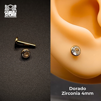 NEW Labret (HC) Titanio G23 - Bezel Set Zirconia (1,2mm;8mm) (16G)